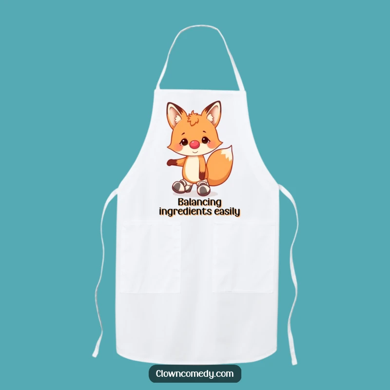 Funny Fox Clown Apron: Kitchen Fun, Cheerful Acrobat Fox, Perfect Cooking Gift