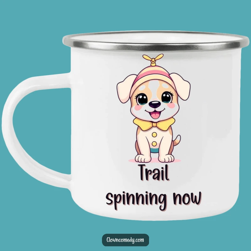 Funny Puppy Clown Camping Mug: Trail Bounces, Durable Funny Gift!