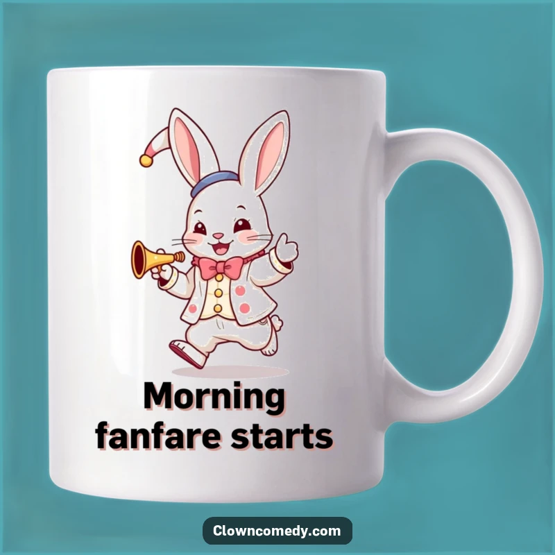 Funny Bunny Clown Mug: Hopping Musician, Delightful Funny Gift!