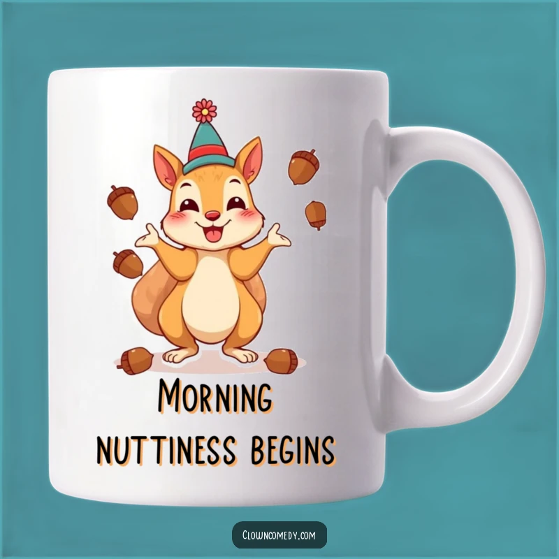 Funny Squirrel Clown Mug: Juggling Nuts, Whimsical Funny Gift!