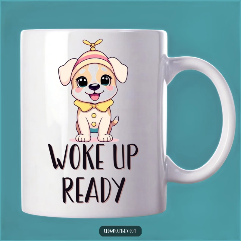 Funny Puppy Clown Mug: Bouncing Pup Fun, Adorable Funny Gift!