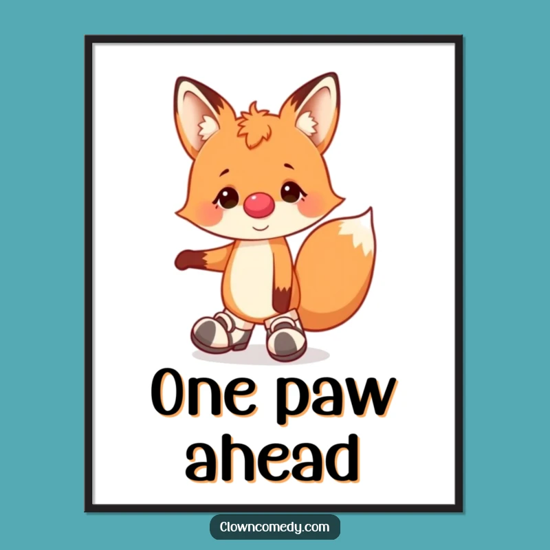 Funny Fox Clown Digital Art: Cheerful Acrobat Fox, Instant Humor Decor, Printable Gift