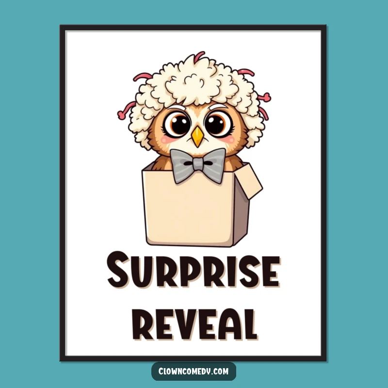 Funny Owl Clown Digital Art: Instant Surprise Peek, Creative Funny Gift!