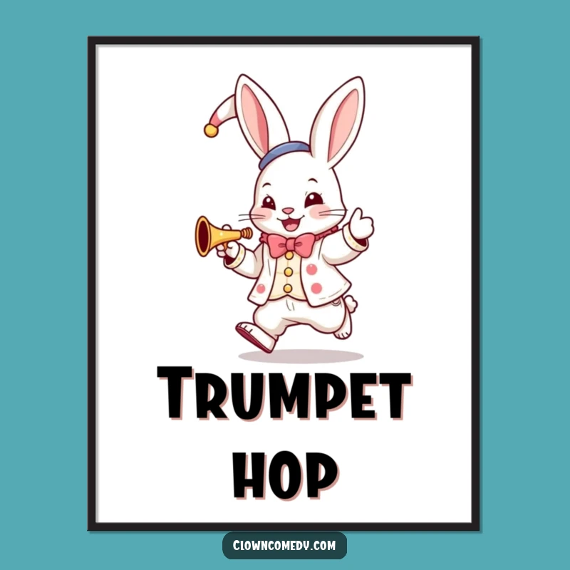 Funny Bunny Clown Digital Art: Instant Hopping Melody, Creative Funny Gift!