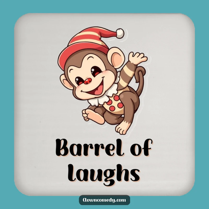 Funny Monkey Clown Coaster: Protect Surfaces with Humor, Quirky Funny Gift!
