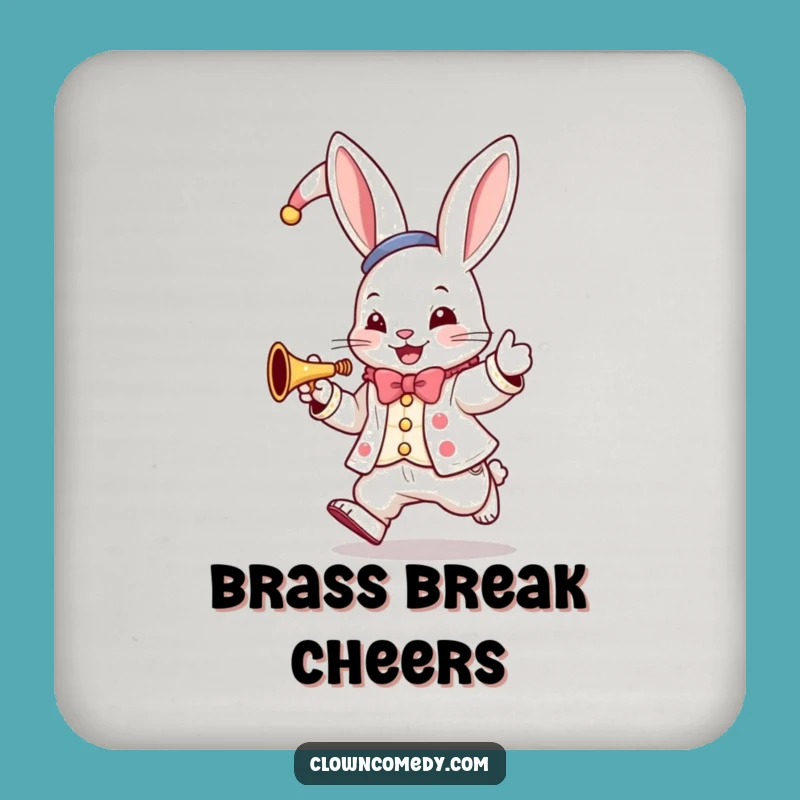 Funny Bunny Clown Coaster: Musical Protection, Quirky Funny Gift!