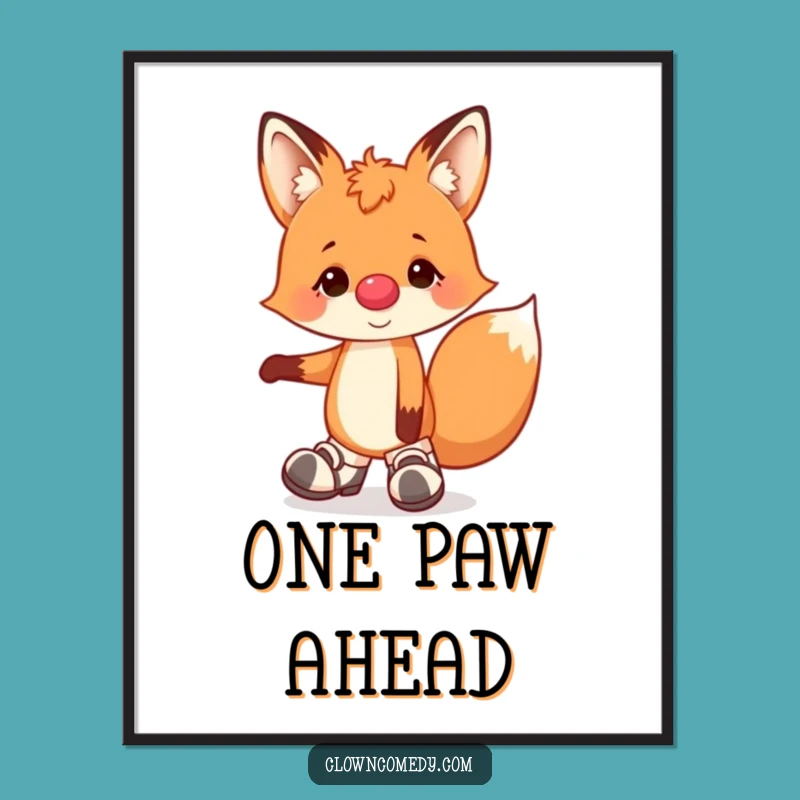 Funny Fox Clown Poster: Vibrant Wall Art, Cheerful Acrobat Fox, Hilarious Decor Gift