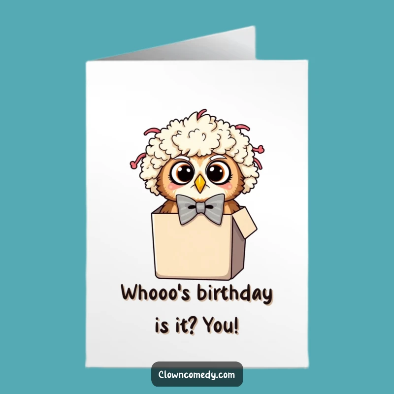 Free Printable Surprised Owl Clown Birthday Card: Funny Downloadable Gift!