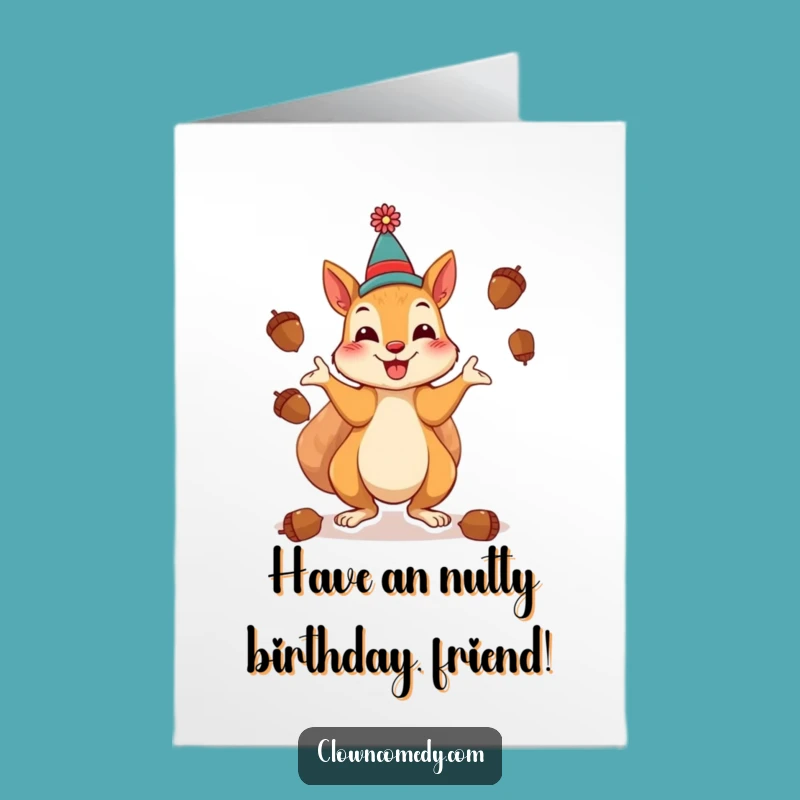 Free Printable Squirrel Clown Birthday Card: Juggling Fun & Laughter!