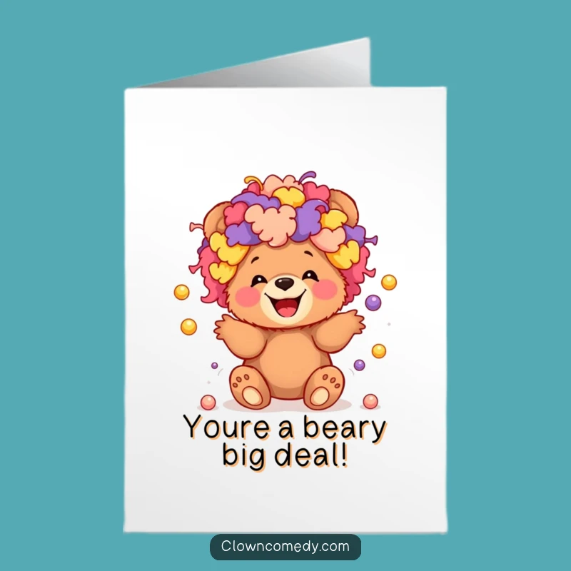Free Printable Clown Bear Card - Spectacular Congratulations Downloadable Gift