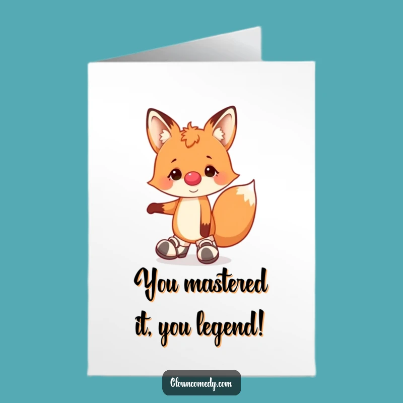 Free Printable Fox Clown Congrats Card: Funny Downloadable Gift for Any Occasion