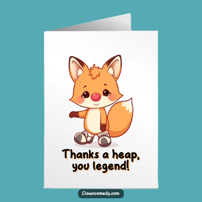 Free Printable Fox Clown Thank You Card: Funny Downloadable Gift for Gratitude