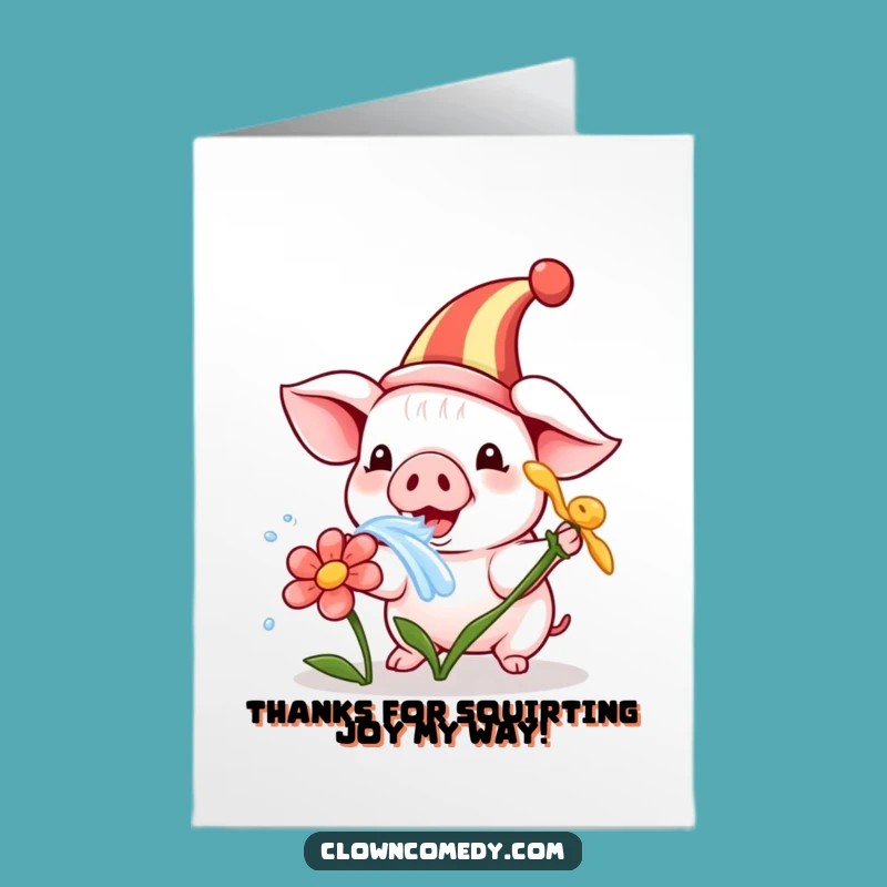 Free Printable Piglet Clown Thank You Card: Funny Downloadable Gift for Sweet Thanks