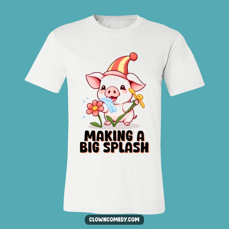 Funny Piglet Clown T-Shirt: Playful Farm Fun, Water Squirting Design, Ideal Gift